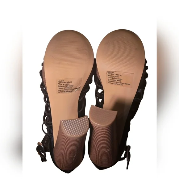 Justfab Helena Black faux leather gladiator platform Heels Sandals Womens 7.5 - Picture 10 of 12